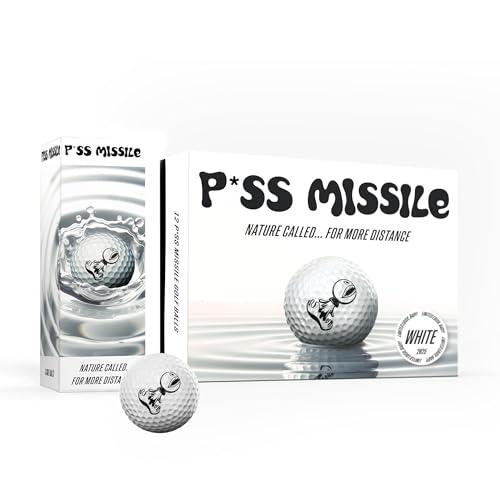 P*ss Missile Distance Golf Balls - 4-Piece Construction with High-Compression Core and Surlyn Cover - Lower Spin & Ideal Trajectory for More Distance - White Dozen