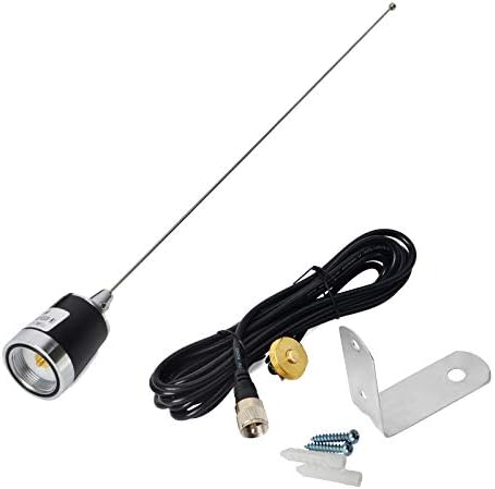 HYS UHF VHF 2meter 70CM 21inches NMO Antenna with NMO Mount 4meter(13.1ft) PL259(UHF Male) RG58 Coax Cable and L Shape Fender Bracket Mount for Trunk Car Mobile Radio Transceiver
