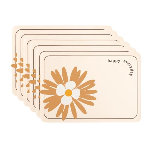 Image of YELONA Leather Dining Table Placemats Set of 6 - Waterproof, Heat Resistant, Anti-Slip, Easy to Clean Table Mats for Dining Table, Kitchen & Home Decor (Ivory White, 40 x 30 cm)