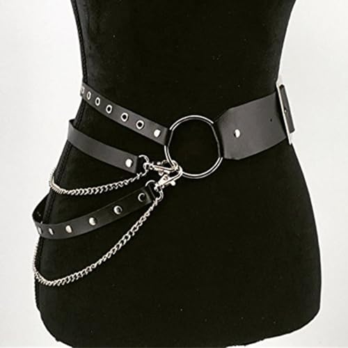 Cinturones ajustables de piel sintética para mujer estilo punk 4