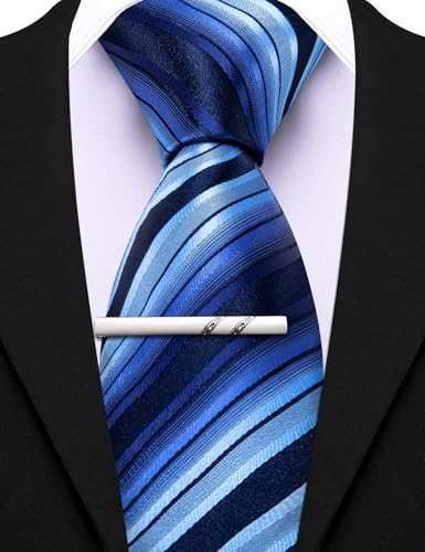 Image of Barry.Wang Mens 6 PCS Ties Silk Striped Paisley Check Floral Necktie Silky Woven Wedding Business Party Ties 3.34 inch