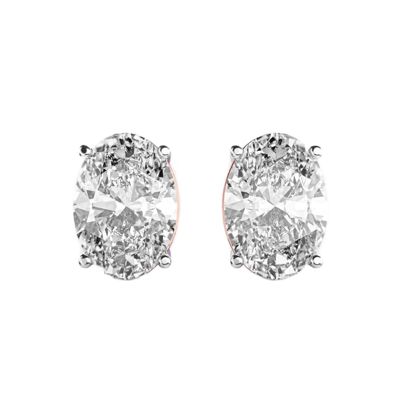 Orecchini ovali classici in argento sterling 925 | Placcatura in oro rosa | N. pietra: 2 | Dimensioni gemma: 3,00-3,99 mm | Peso: 6 ct | Forma: ovale | 5,5 grammi |LKE_R_00154
