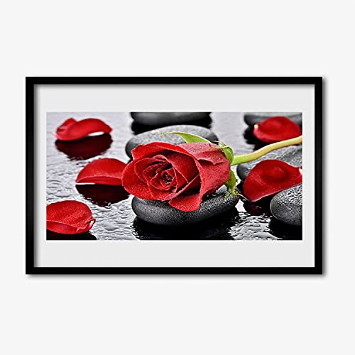 Affiche encadrée 60x40 cm fleur de rose rouge habillez vos murs vides avec élégance