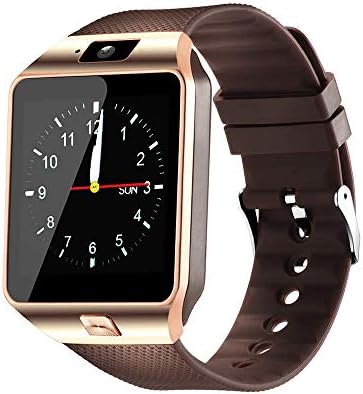 Qidoou Smart Watch Bluetooth Fitness Tracker Android iOS Compatible Smartwatch of SIM SD Card Slot, Waterproof Pedometer Sleep Calorie Monitor Call/Message Music Clock for Women Kids Men (Brown)