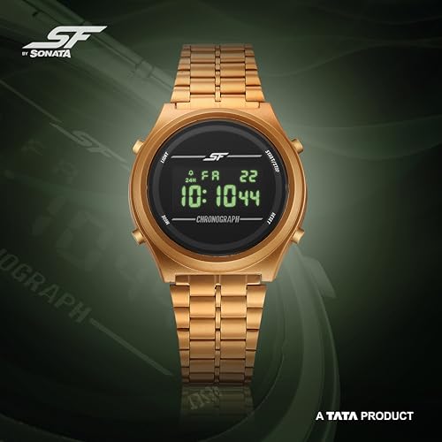 Image of Sonata SF Cirqle Quartz Black Colour Round Dial Men's Digital Watch | Stainless Steel Strap Material | Water Resistant Watch - 77162PM04W