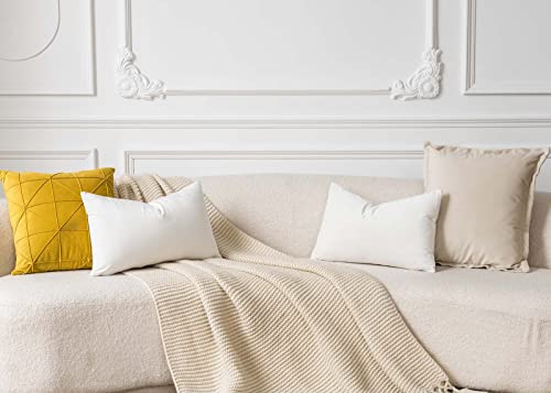 Image of JUSPURBET Cream White Throw Pillow Covers Set of 2 Decorative Velvet Pillow Covers for Couch Sofa Bed Soft Lumbar Cushion Covers with Invisible Zipper for Living Room Home Decor,14x24 inch