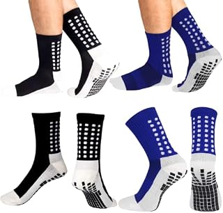 Dacitiery 2 Pairs Non Slip Sport Soccer Socks,Unisex Athletic Sports Grip Socks Anti Slip Football/Basketball/Hockey Socks with Rubber Dots for Footballers & all Sports