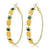 Fruit Earrings for Women Strawberry Pineapple Watermelon Cherry Hoop Earrings Summer Beach Tropical Jewelry Gifts (Style B)