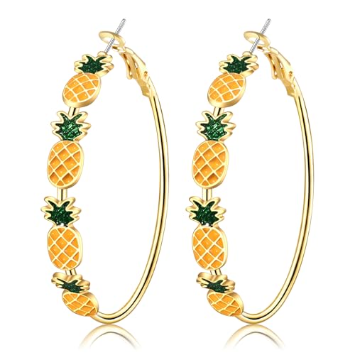 Fruit Earrings for Women Strawberry Pineapple Watermelon Cherry Hoop Earrings Summer Beach Tropical Jewelry Gifts