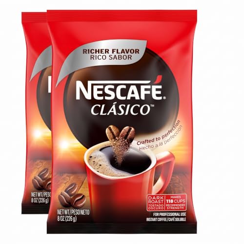 NESCAFÉ® Clásico™ Dark Roast Instant Coffee, 8 Oz Pouch (Pack of 2)