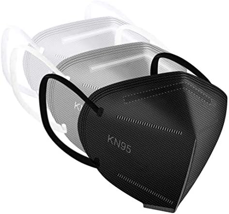 ApePal 30PCS 5-Layer Disposable KN95 Face Masks Wide Elastic Ear Loops Masks,(White,Black,Grey)