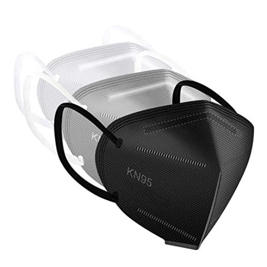 ApePal 30PCS 5-Layer Disposable KN95 Face Masks Wide Elastic Ear Loops Masks,(White,Black,Grey)