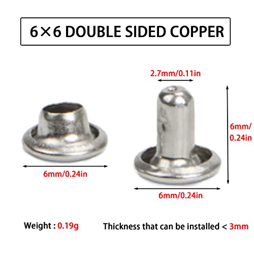 Cheerock 320Pcs Leather Rivets, Double Cap Stainless Steel Tubular Studs, 6Mm Silver Screw Rivets For Leathercraft, Fabric, Leather Repair & Decoration, Diy Tool #TOP1
