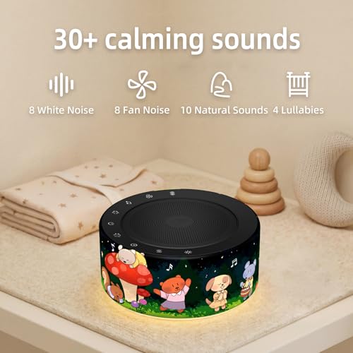 Image of Kipcush White Noise Machine for Baby & Adults, Sleep Sound Machine with 30 Soothing Sounds, 8-Color Night Light, Memory Function, White Noise for Sleeping, Nursery, Office, Travel, Relaxation