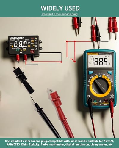 Image of Multimeter Alligator Clips, Insulation Alligator Clip Set for 2mm Diameter Probe Tips Electrical Testing