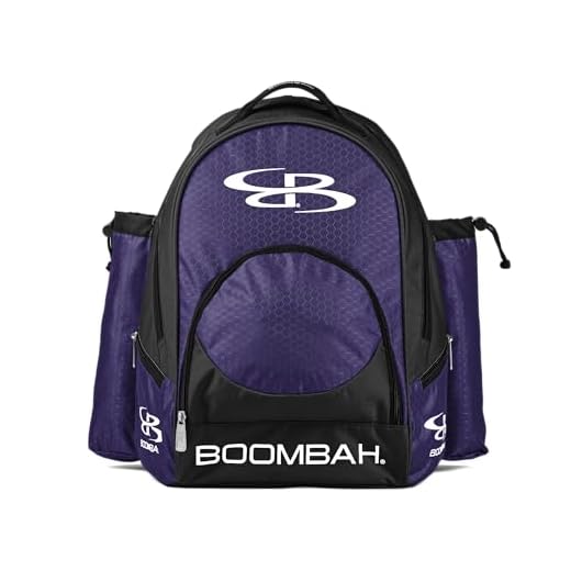 Boombah Tyro Baseball/Softball Bat Backpack - 20" x 15" x 10" - Black/Purple - Holds 2 Bats up to Barrel Size of 2-5/8"
