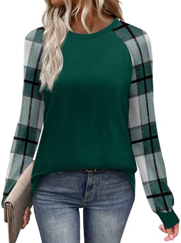 WIHOLL Long Sleeve Shirts for Women Color Block Raglan Tops Casua...