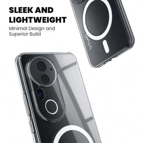 Image of DIZORO Crystal Clear Magnetic Compatible with Vivo T4R 5G / iQoo Z10R 5G / Vivo V50 5G / V50e Back Cover case with Anti-Yellow (Compatible with Magsafe) Anti-Scratch | Shockproof Transparent Cover