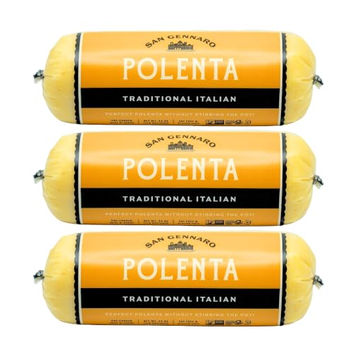 Traditional Italian Polenta Tube By San Gennaro | Gluten Free Cornmeal | Made From Yellow Corn Non-Gmo Ingredients For Authentic Flavor | Ready For Quick Heat-And-Serve Meals, 24 Ounce, Pack Of 3