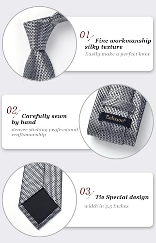 Image of Enlision Ties for Men Solid Color 3.35 inch Formal Business Necktie Classic Satin Mens Wedding Party Ties