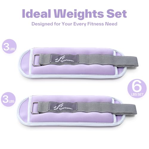Image of Sportneer Ankle Weights Wrist Weights Pair of 1 /2 /4 /6 /10 LBS for Men Women Kids Strength Training Wrist and Ankle Weights Set with Reflective Strips for Dancing Running Walking Fitness Workout Gym