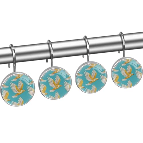 Ganchos de cortina de ducha de metal inoxidable y cristal decorativo que no se oxidan 3