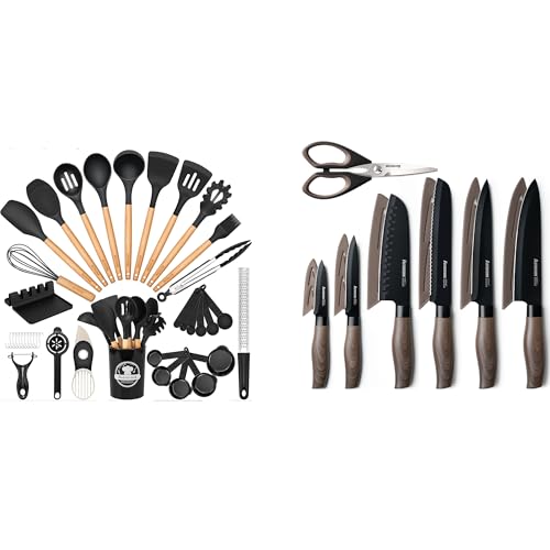 Astercook 39 PCS Kitchen Utensils Set, Silicone Cooking Utensil Sets with Wooden Handle a…