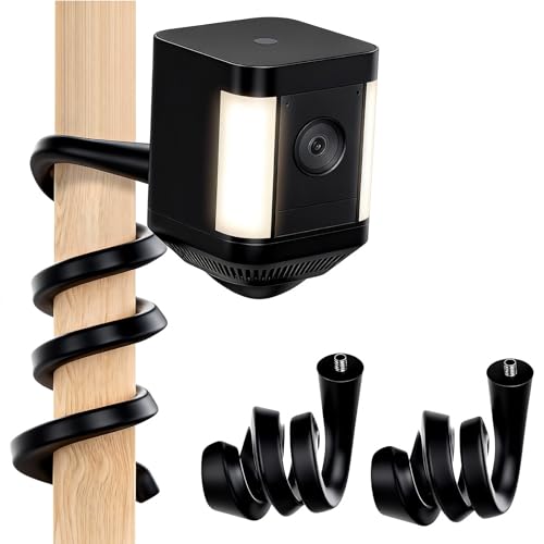 2Pack Flexible Twist Mount for Ring Stick Up Cam Battery/Plug-in 3rd Gen/Ring Outdoor Cam Plus & Spotlight Pro/Plus (Battery), Easy Installation Mounting Bracket Without Drilling (Black)