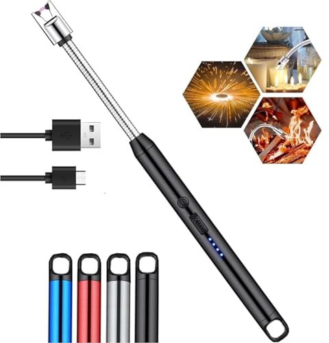 Image of Gas Lighter for Kitchen Use | C-Type Rechargeable Electric Lighter Stove & Candle Lighter with USB Charging Port 400 Uses in Single Charge (Multicolor)