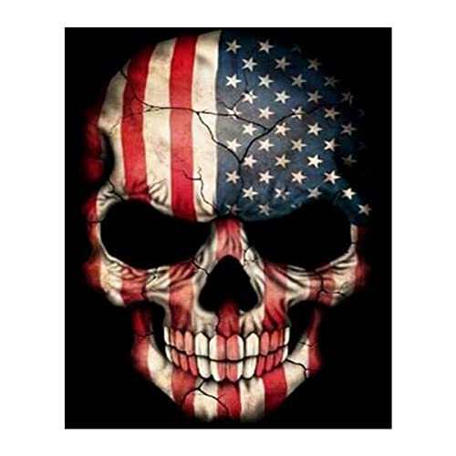 Arazadr Diy Cross Stitch Stamped Starter Kits For Home Decor, 3 Strands 11Ct Pre-Printed Fabric Embroidery Diy Crafts Needlepoint Kit For Beginners Adults And Kids- Skull Pattern, 11.81×15.75Inch #TOP26