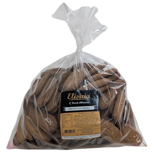 Elisiria – Galletas artesanales de cereales, galletas secas para desayuno y merienda, aperitivos, paquete de 1 kg, fabricado en Italia