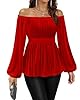 Bebonnie Velvet Off The Shoulder Tops for Women: P... #1