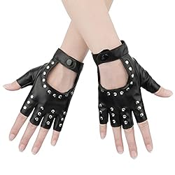 KINBOM Par de Guantes Punk Elegantes Sin Dedos de ...: Contenido y tamaño: recibirá un par de guantes de cuero sin dedo sin dedo, y la circunferencia de la mano mide aproximadamente 18 cm, adecuada para la mayoría del tamaño de la mano de mujeres y adolescentes. Material premium: los guantes punk están h...