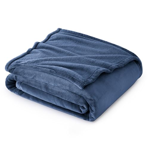 Bedsure Fleece Throw Blanket for Sofa - Soft Cosy Fluffy Blankets for Bed, Warm Single Throws for Audlts, Mineral Blue, 130x150 cm