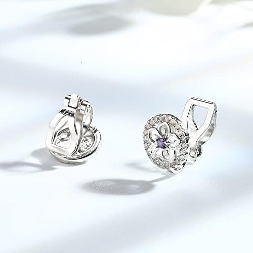 Sllaiss 925 Sterling Silver Clip On Earrings for Women Cubic Zirconia Ear Clips Butterfly Flower CZ Earrings Non Pierced Clip Earrings Clip-on Earrings Jewellery