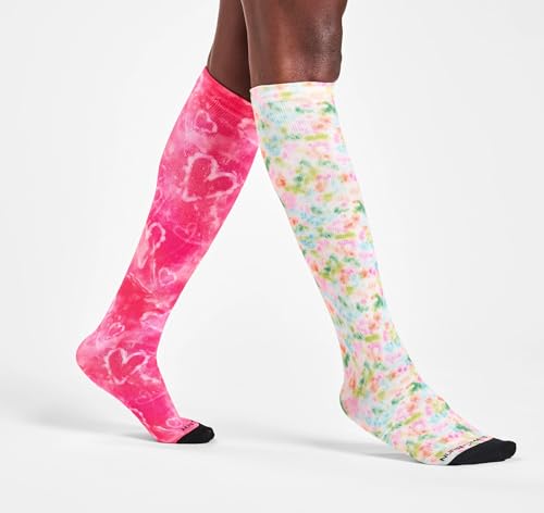 Image of Nurse Mates Women's 360 Socks | 12-14 mmHg Compression | Over The Calf | Comfort Support | 1 Pair | Bright Tie Dye