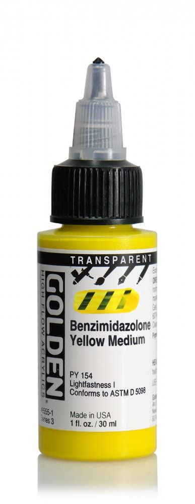 GoldenHigh Flow Acrylics, 1 oz., Transparent Benzimidazolone Yellow Medium