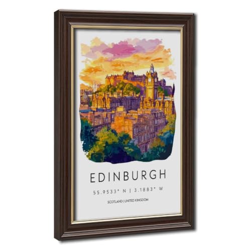 Edinburgh Watercolor Poster Edinburgh Scotland Travel Print Wall Art Home Decor Gift Art Lovers Scotland Cityscape Canvas Posters Wall Art for Offices Living Room Hanging Frame 16"L X 24"W