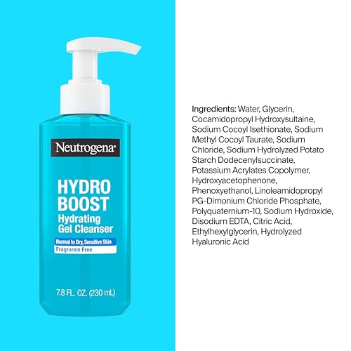Neutrogena Hydro Boost Hydrating Gel Cleanser, Fragrance-Free, 7.8 fl. oz - image 8