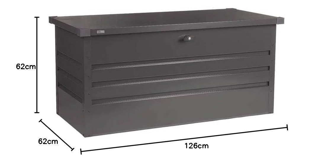 HOME DELUXE - Contenitore in metallo - MEGABOX XL, antracite - capacità 400 L, dimensioni: 126 x 56 x 62 cm, lamiera d'acciaio zincata, impermeabile