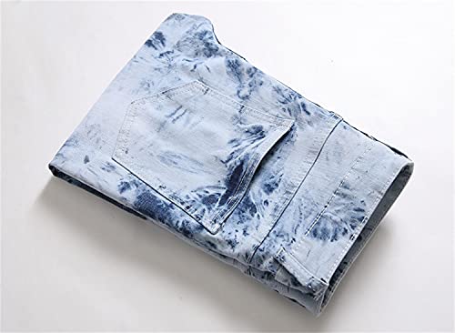 Men's Skinny Fit Straight Leg Jeans Blue Skinn Stretch Washed Pants Straight Basic Denim Pencil Pants3