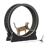 Mondeer Cat Wheel, Cat Exercise for Indoor Cats with Carpeted Runway, 43.3 inch XL Cat Treadmill with Removable Carpet, for Running Walking Training (Black)