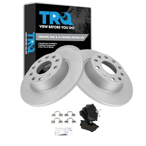 Image of TRQ Rear Brake Pad and Rotor Set Ceramic Coated Rotors Compatible with 2011-2013 Audi A3 2012 Beetle 2011 2015 Golf 2013-2014 Jetta