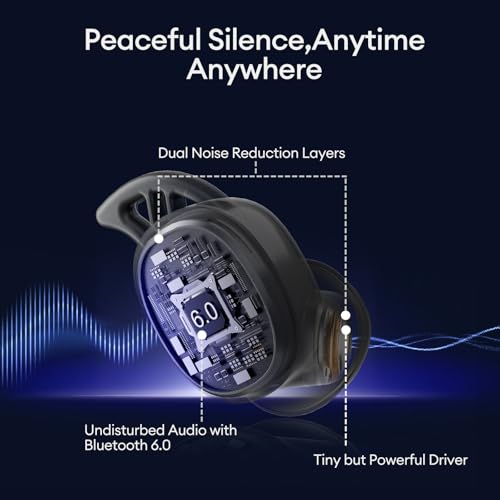 Image of PAXA Sleep Headphones for Side Sleepers, Sleep Invisible Earbuds with Vibration Charging Case Wireless Bluetooth 6.0, Soft Silicone Mini Earbuds for Sleeping, Snoring Noise Isolation, S13 Black