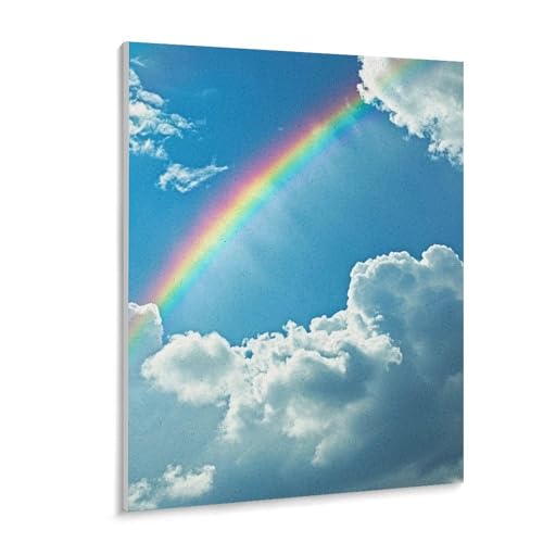 数字油絵 ラッセン 青い空、白い雲、そして虹 デジタル油絵 数字キットによる絵画 DIY絵 手塗り 平和な雰囲気 夢のような光景 数字キット塗り絵 壁飾り ホーム オフィス装飾 数字塗り絵 手工芸 初心者 大人 子供 贈り物 40×50cm