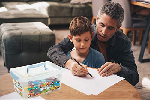 Aufbewahrungsbox für Kinder, Blau, 3 Stück, Kunststoffbehälter mit Deckel, 4 l, mit Griff, für Kinder
