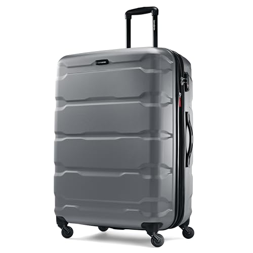 Samsonite Omni PC Hardside Expandable Luggage with Spinner Wheels, Checked-Large 28-Inch, Charcoal