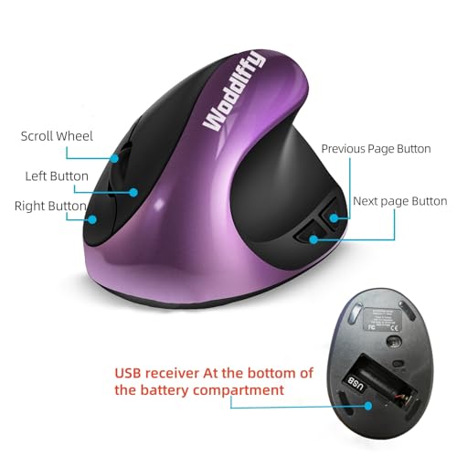 Image of Ergonomic Mouse,Vertical Ergonomic Wireless Computer Mouse Purple