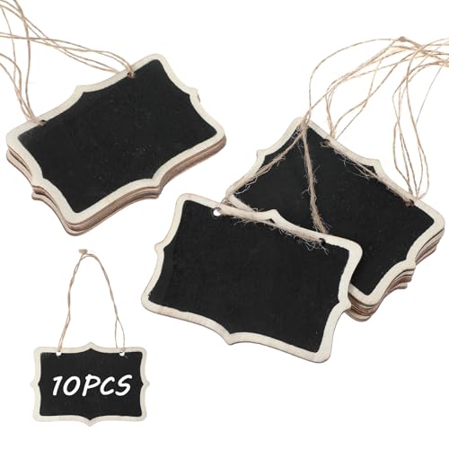 Ymapinc 10 Pack Mini Chalkboard Signs for Food, Hanging Chalk Board Sign with String Small Wooden Tags for Buffet Sign Blackboard Personalized Name Tags Cafe Bar