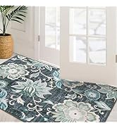 Beeiva Floral Kitchen Rugs Non Slip, 3x5 Rug Washable Vintage Area Rug with Rubber Backing Rug Pa...